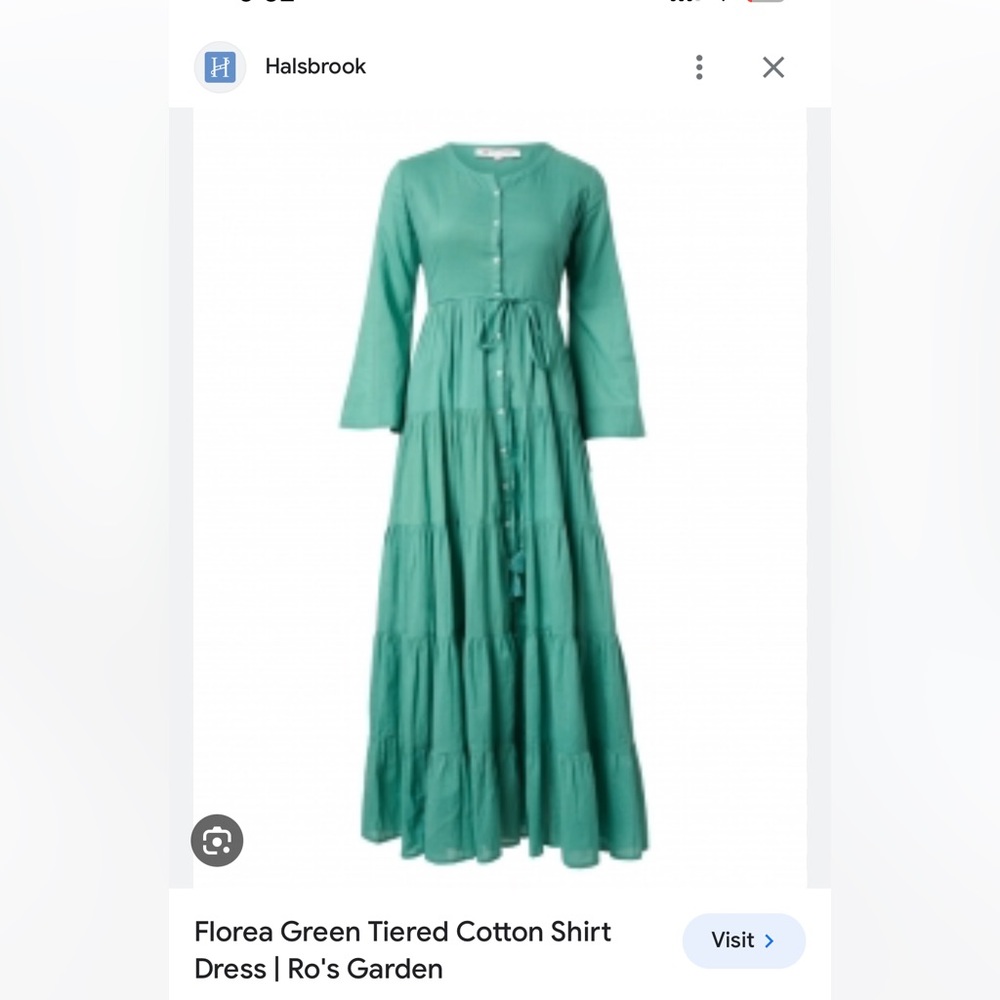 NWT Ro’s Garden Florea Green Tiered Cotton Shirt Maxi Dress XL